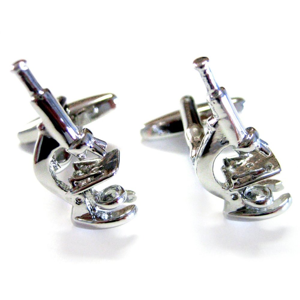 Rhodium Plated Microscope Cufflinks - image 1